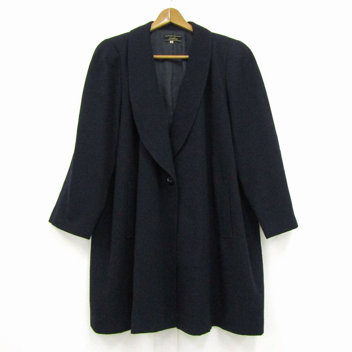 Rakuten - レリアン ウールコート ショールカラーコート アウター レディース 11サイズ ネイビー Leilian 【中古】