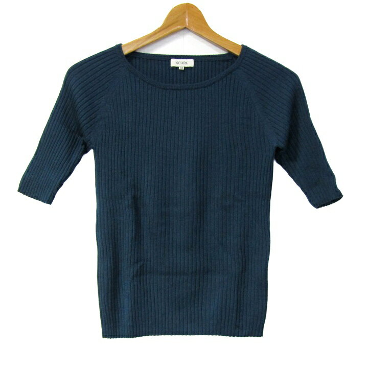 樂天商城 - スキャパ ニット トップス 半袖 リブ セーター レディース 38サイズ ネイビー SCAPA 【中古】