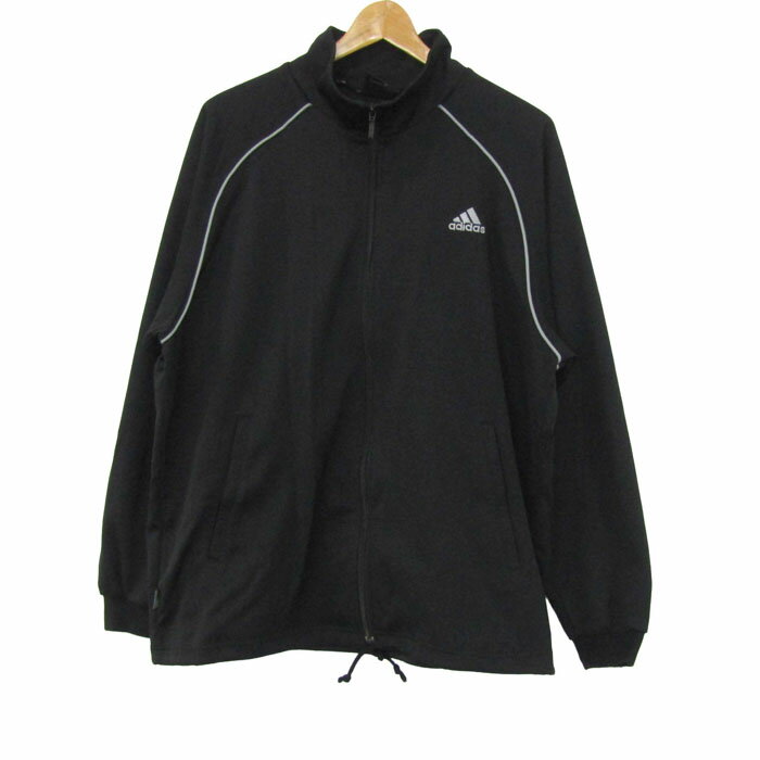 【期間限定50％OFF】アディダス ジャージ ジャケット フルジップ スポーツウエア アウター 黒 メンズ Lサイズ ブラック adidas 【中古】