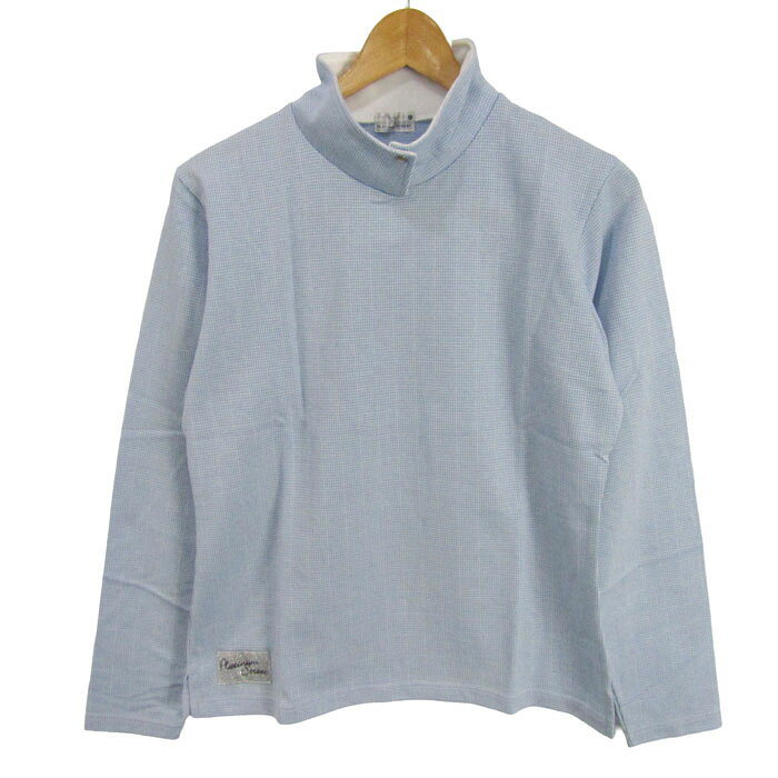 Rakuten - プラチナムストリート 長袖Tシャツ 未使用 ブランド トップス 日本製 レディース Lサイズ 水色×ホワイト PLATINUM STREET 【中古】