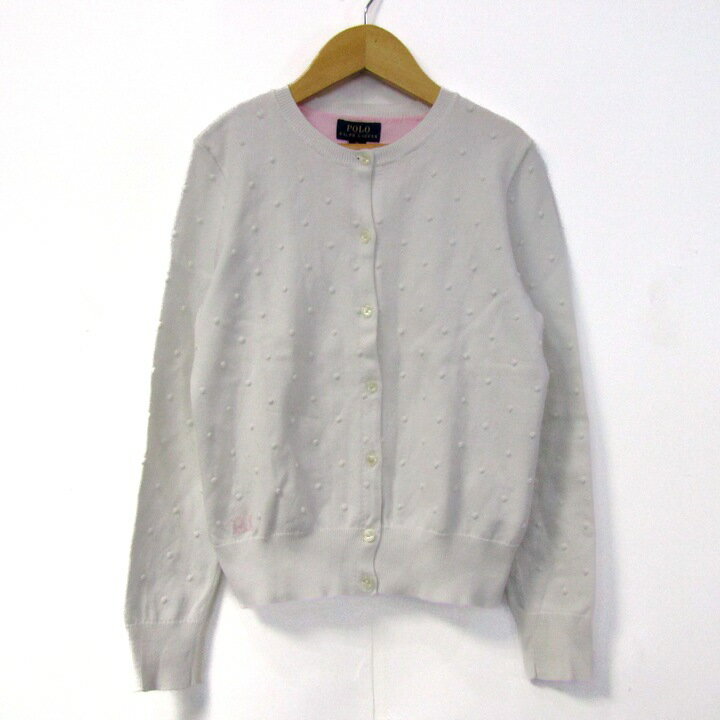 Cardigans - ポロラルフローレン カーディガン 長袖 クルーネック トップス キッズ 女の子用 M(8-10)サイズ ホワイト POLO RALPH LAUREN 【中古】