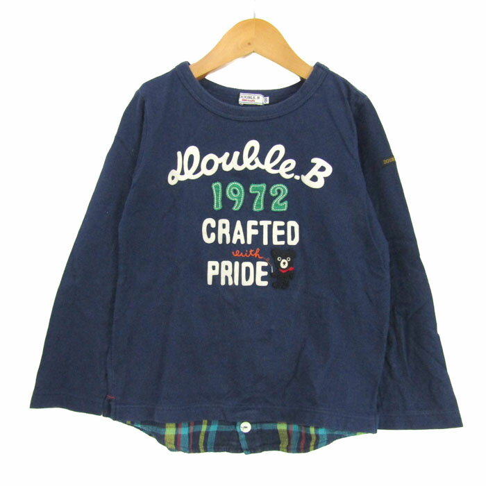 樂天商城 - 【05/23 20:00〜39％OFFクーポン配布中】ミキハウス ダブルビー 長袖ドッキングTシャツ トップス キッズ 女の子用 120サイズ ネイビー MIKIHOUSE 【中古】