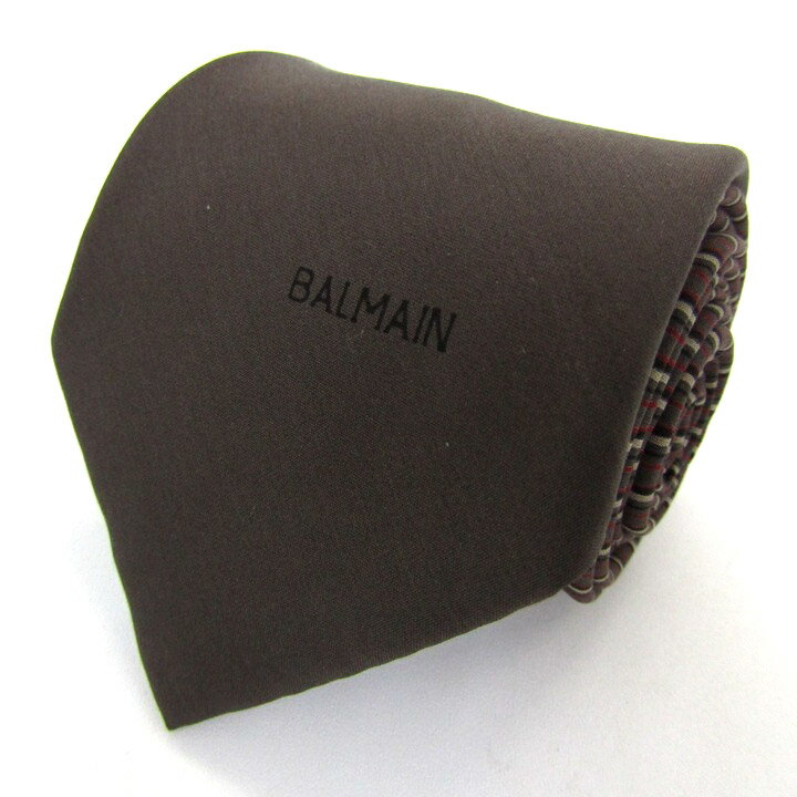 Pierre Balmain - 【39％OFFクーポン配布中】ピエールバルマン ネクタイ ブランド パネル柄 ボーダー柄 シルク PO メンズ ブラウン PIERRE BALMAIN 【中古】