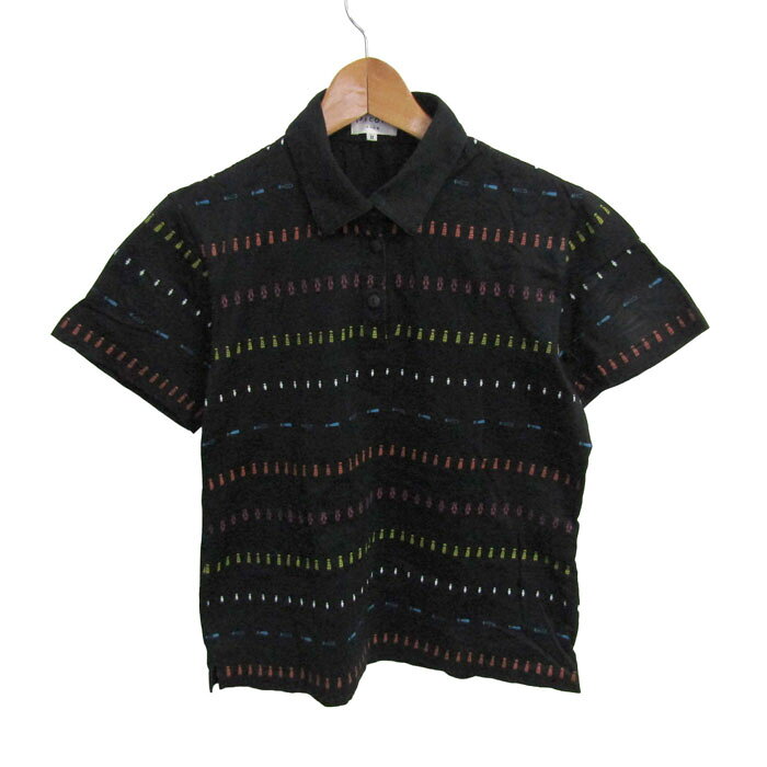 ピッコーネクラブ ポロシャツ トップス 半袖 コットン ゴルフウエア レディース 2サイズ ブラック Picone Club 【中古】