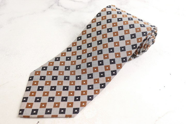 ジョルジオアルマーニ ネクタイ ブランド チェッカー柄 シルク 未使用タグ付 PO メンズ ブラウン×ブラック GIORGIO ARMANI 【中古】
