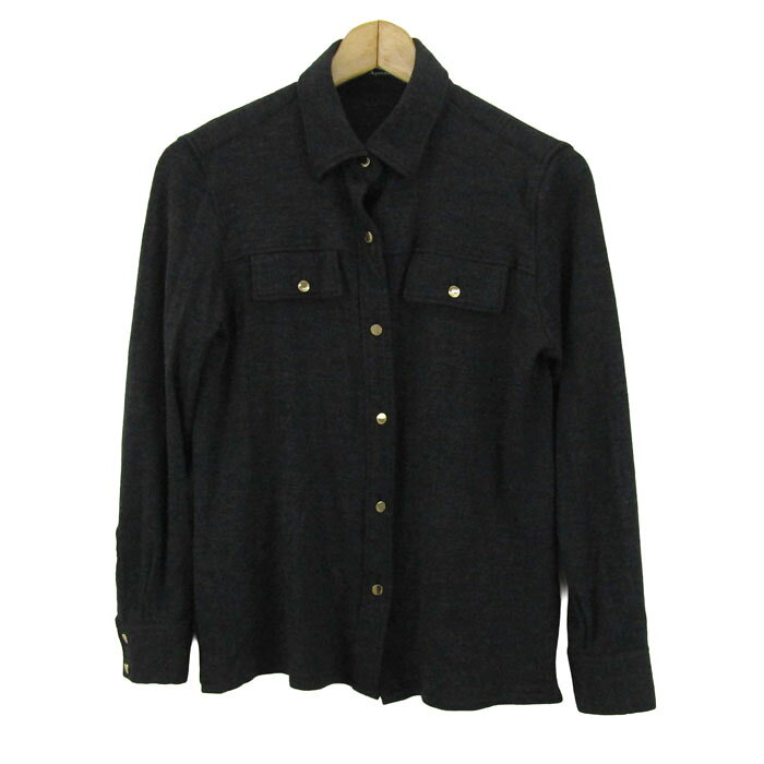 アクアスキュータム シャツジャケット アウター 長袖シャツ ウール レディース フリーサイズ ブラック Aquascutum 【中古】