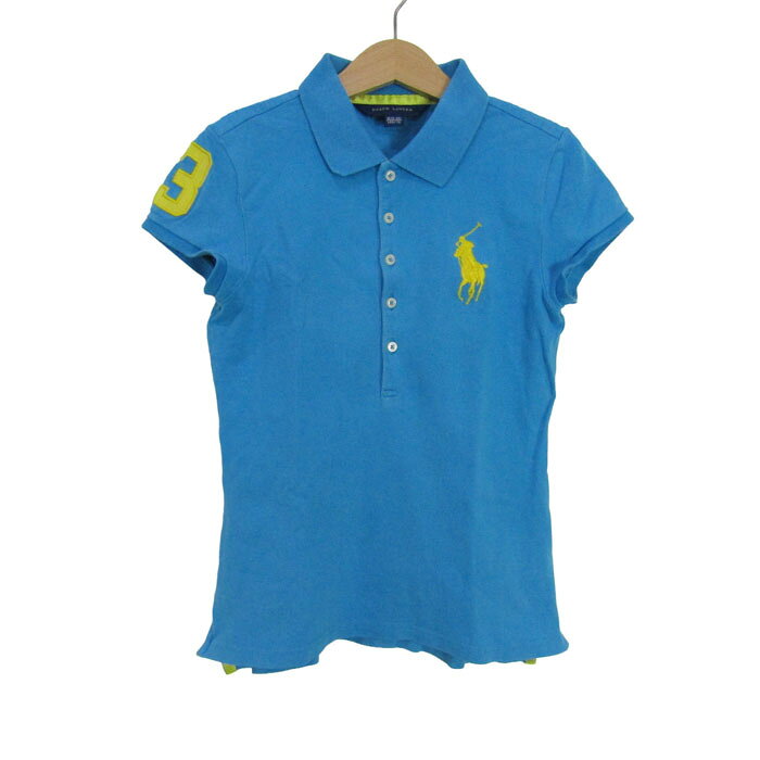 ラルフローレン ポロシャツ トップス ビッグポニー フレンチ袖 キッズ 女の子用 M(8-10)サイズ ブルー RALPH LAUREN 【中古】