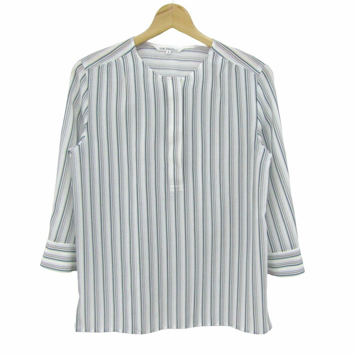 リボン総柄ストライプシャツ オーバーサイズ ロングシャツ[品番 