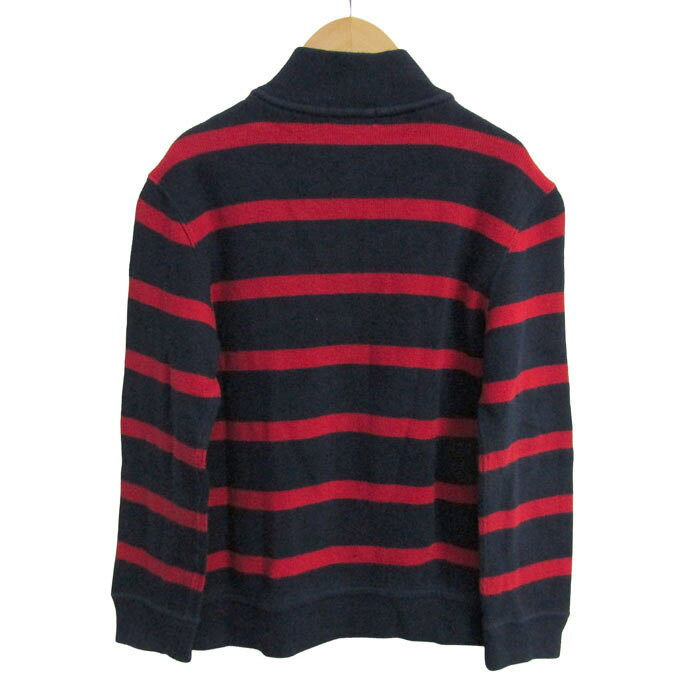 Thumbs-upのポロラルフローレン スウェット トレーナー トップス ハーフジップ ボーダー柄 キッズ 男の子用 7サイズ 紺×赤 POLO RALPH LAUREN 【中古】｜アングル2