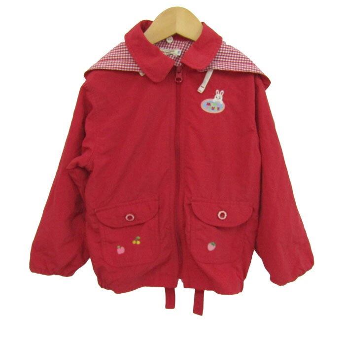 ミキハウス ナイロンジャケット アウター ウィンドブレーカー キッズ 女の子用 110サイズ レッド MIKIHOUSE 【中古】