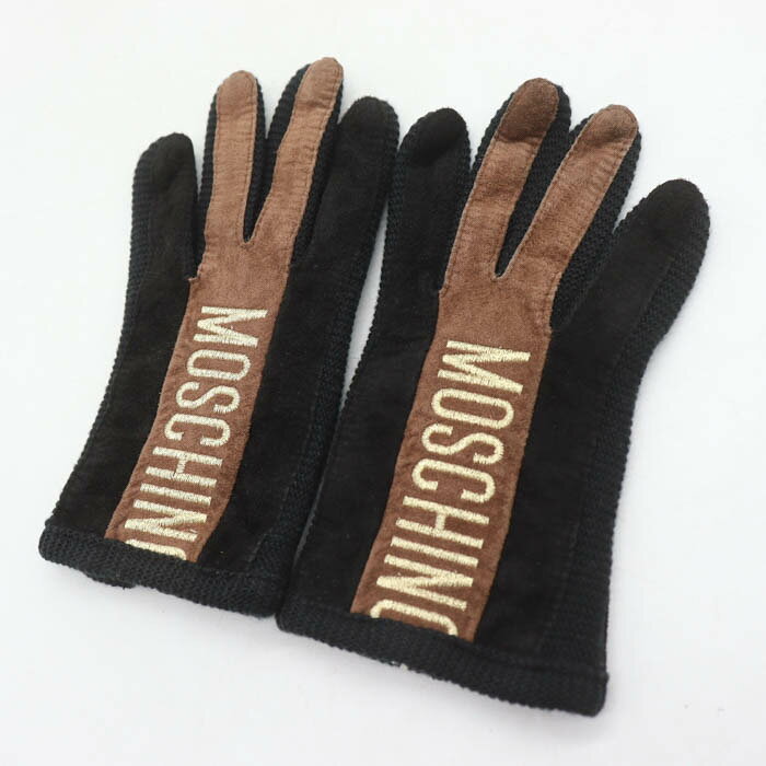 モスキーノ 手袋 ブランド グローブ ロゴ レディース ブラック MOSCHINO 【中古】