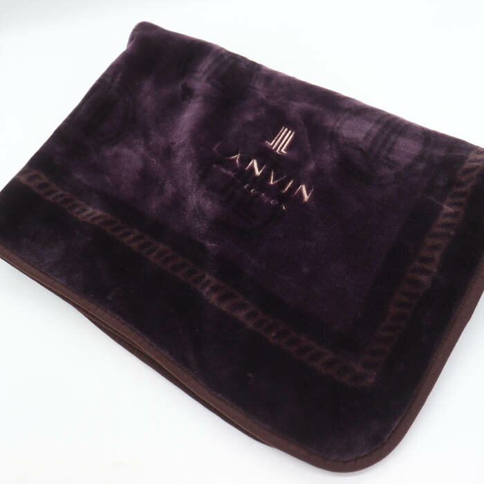 ランバン ブランケット ひざ掛け 約100cm×70cm 西川 ブランド 小物 レディース パープル LANVIN 【中古】