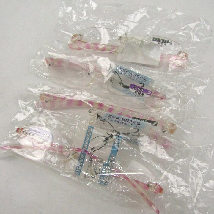 シニアグラス 4点セット 未使用 老眼鏡 超軽量 メガネ アイウェア まとめて レディース 【中古】