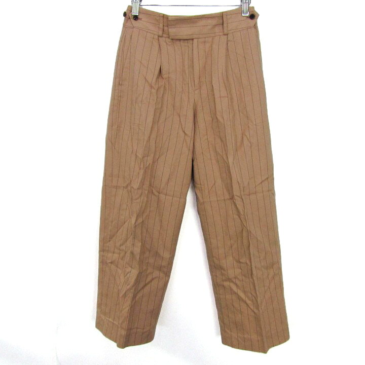 ジユウク ワイドパンツ ボトムス ストライプ柄 センタープレス レディース 32サイズ ベージュ 自由区 【中古】 thumbs-up-13113833 Thumbs-up パッケージ画像
