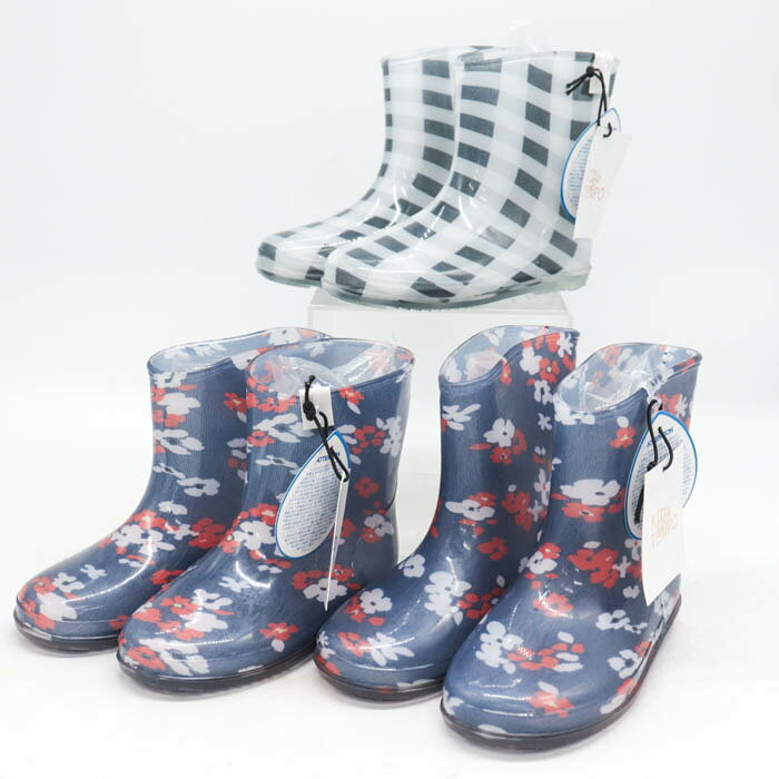 キッズアップテンポ レインシューズ 長靴 3点セット 未使用 シューズ まとめて キッズ 女の子用 17・18cmサイズ kids up tempo 【中古】