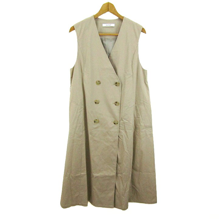 ジルスチュアート ベスト ダブルボタン仕様 ロングジレ ストレッチ アウター レディース Sサイズ ベージュ JILLSTUART 【中古】