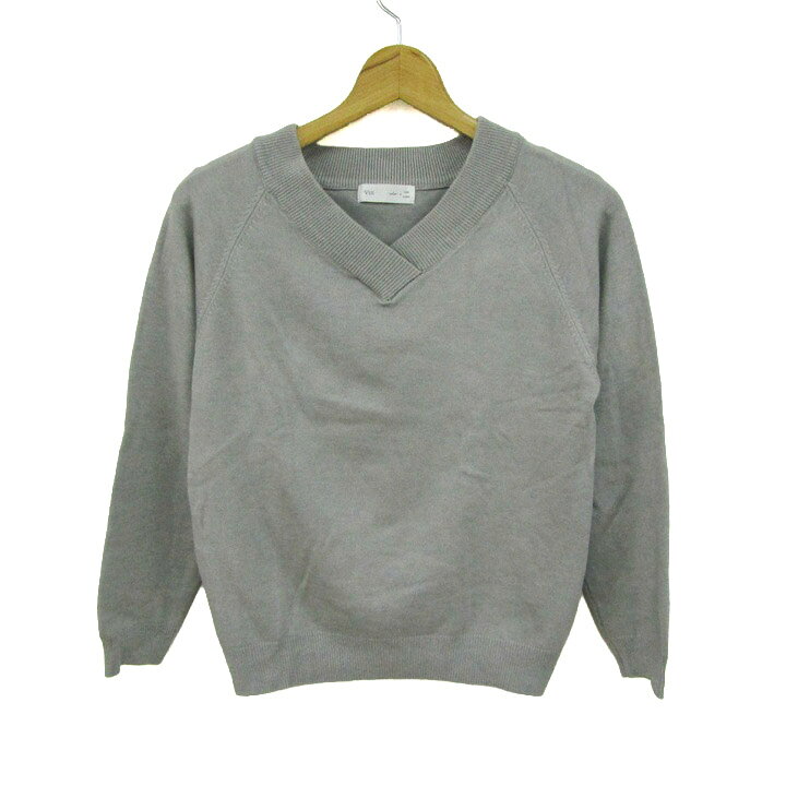 【39％OFFクーポン配布中 10/4 20:00〜10/9 01:59】ビス ニット トップス Vネック レディース Lサイズ グレー VIS 【中古】