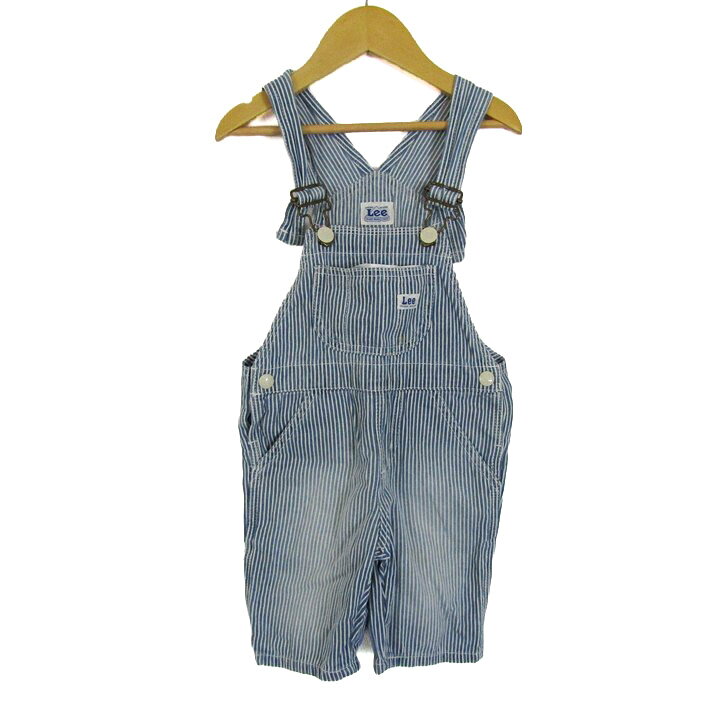 リー オーバーオール ヒッコリー デニム ストライプ柄 キッズ 男の子用 100サイズ ブルー Lee 【中古】