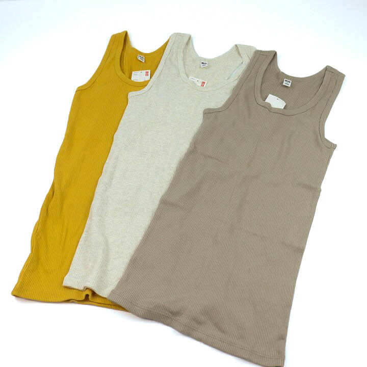 ユニクロ リブタンクトップ 3点セット 未使用 ノースリーブ シャツ トップス まとめて レディース Sサイズ UNIQLO 【中古】