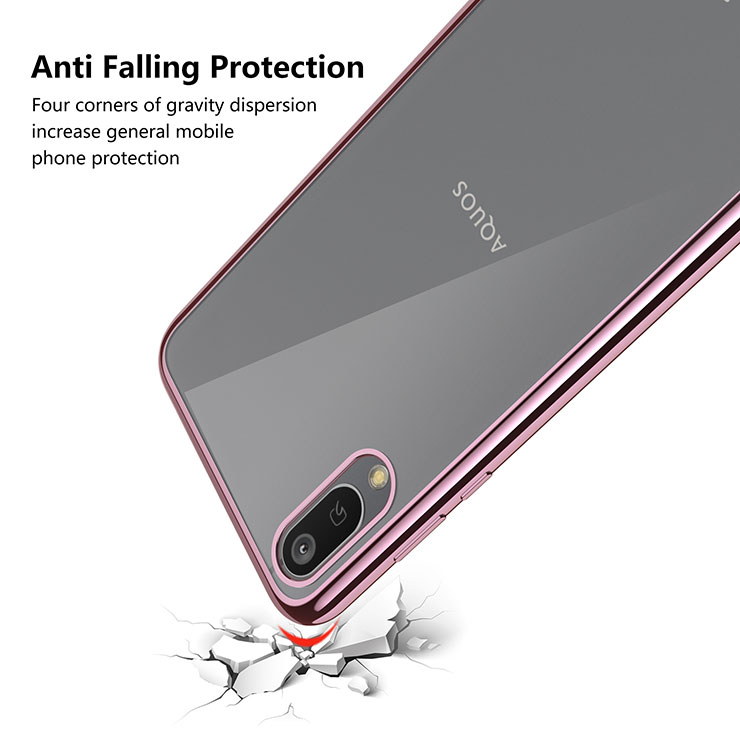 AQUOS sense3 / sense3 lite / sense3 basic / Android One S7 [ SH-02M / SHV45 / SH-RM12 ] サイド メッキカラー ソフトケース メタリック カバー TPU クリア ケース 透明 無地 シンプル docomo au SoftBank UQmobile 楽天モバイル ワイモバイル アクオスセンススリー