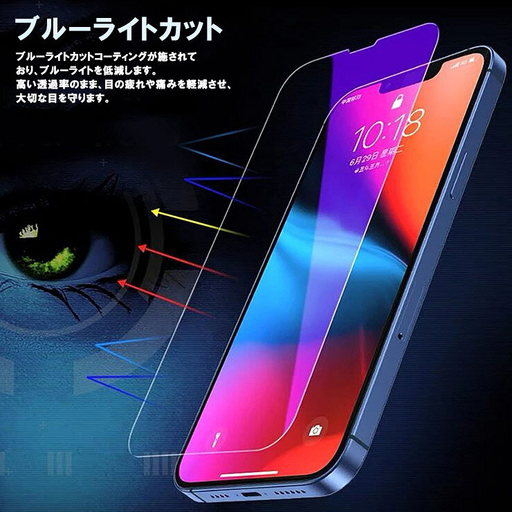 【最大10％OFFクーポン+P5倍】 iPhone16 ガラスフィルム ブルーライトカット iphon...