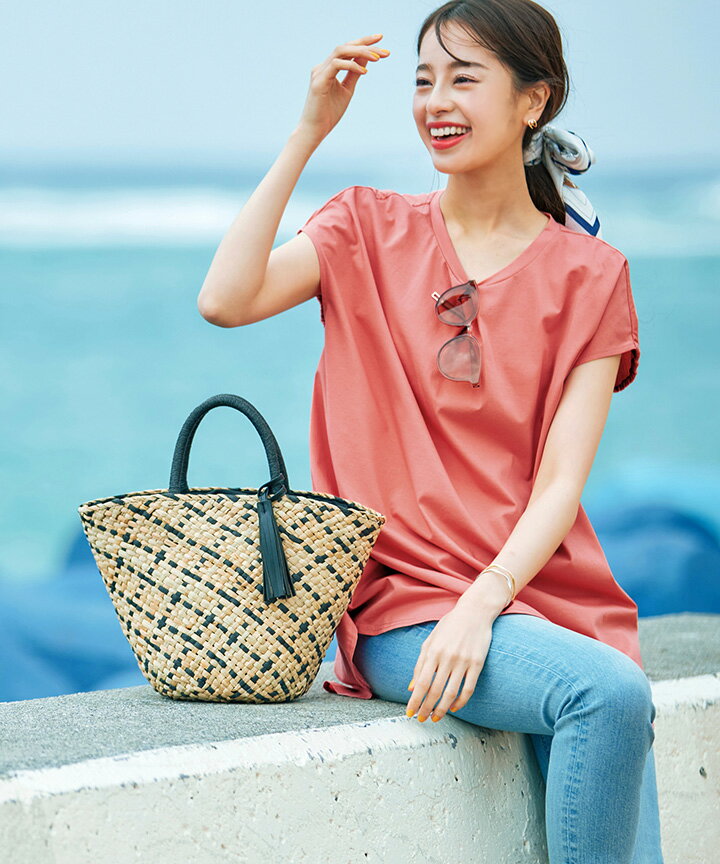 ボリュームフレンチカットソーチュニック レディース チュニック カットソー シルキー フレンチスリーブ 体型カバー 無地 春 夏 秋 シワになりにくい ウォッシャブル 洗える 30代 40代 50代 ティアクラッセ