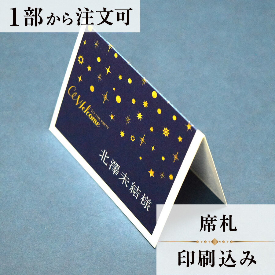 席札 スターダスト 結婚式 席札 印刷込み ペーパーアイテム ウエディング ブライダル 挙式 披露宴 食事会 名前札 座席 ネームカード 1枚 手作り オリジナル 当日ペーパー パーティ 一般宴会 祝賀会 謝恩会 人気 エスコートカード 座席カード Seating Cards