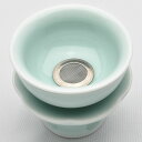 青磁の中国茶器・茶托茶漏(弟窯粉