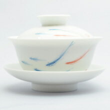 中国茶器・青花磁器 蓋碗(年年有余)100ml（満水160ml）