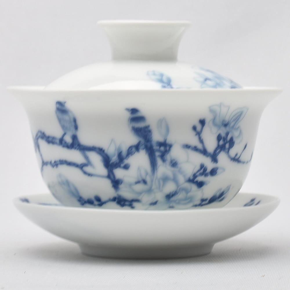 彩磁蓋碗 100ml（満水150ml）（喜上眉梢）中国青花磁器のサムネイル