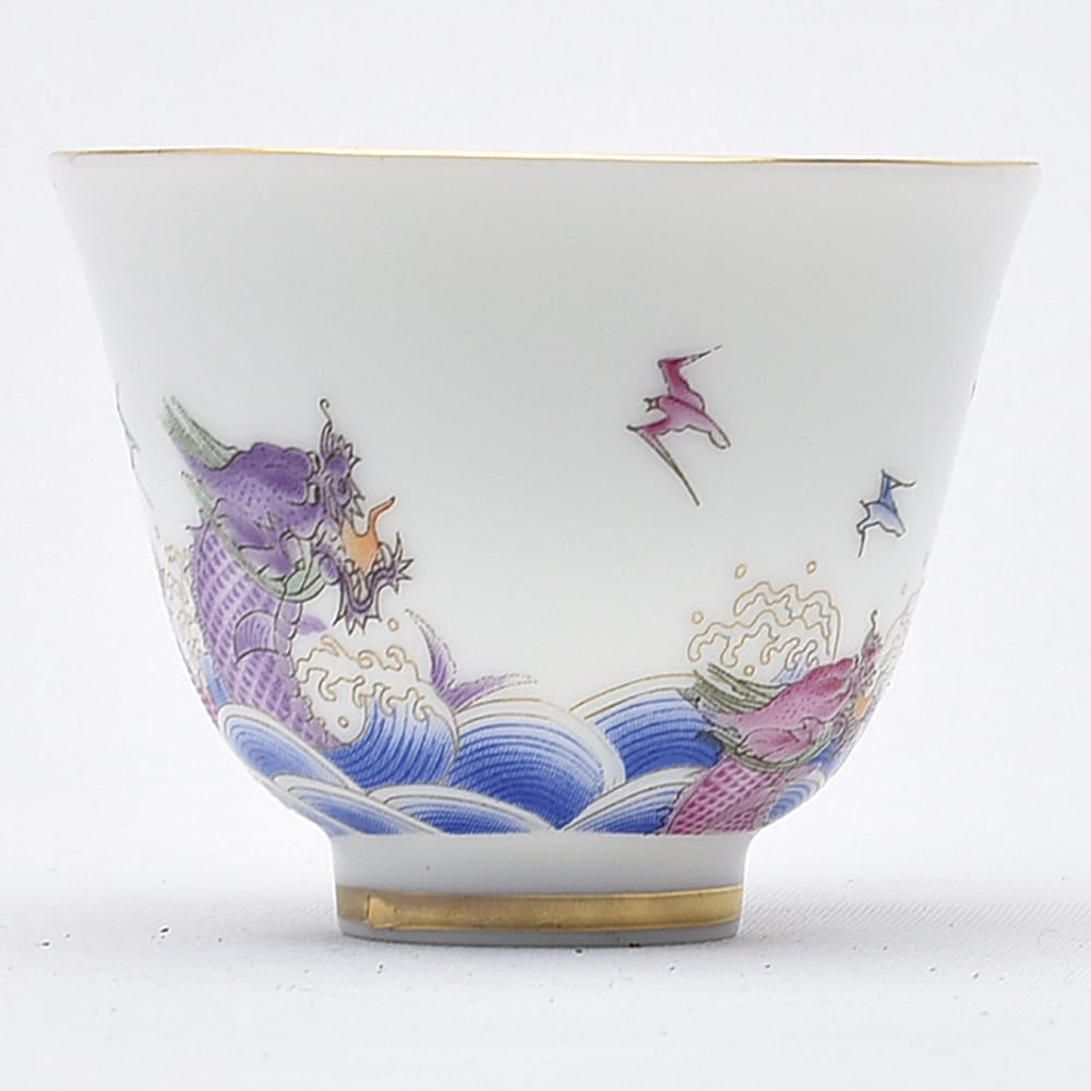 描金茶杯（龍騰四海）35ml（満水60ml） 中国彩磁茶杯 その1