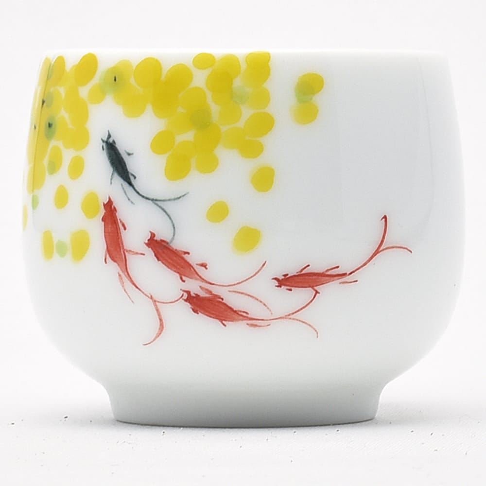 手絵鼓杯（黄葉）55ml（満水80ml） 中国茶杯のサムネイル
