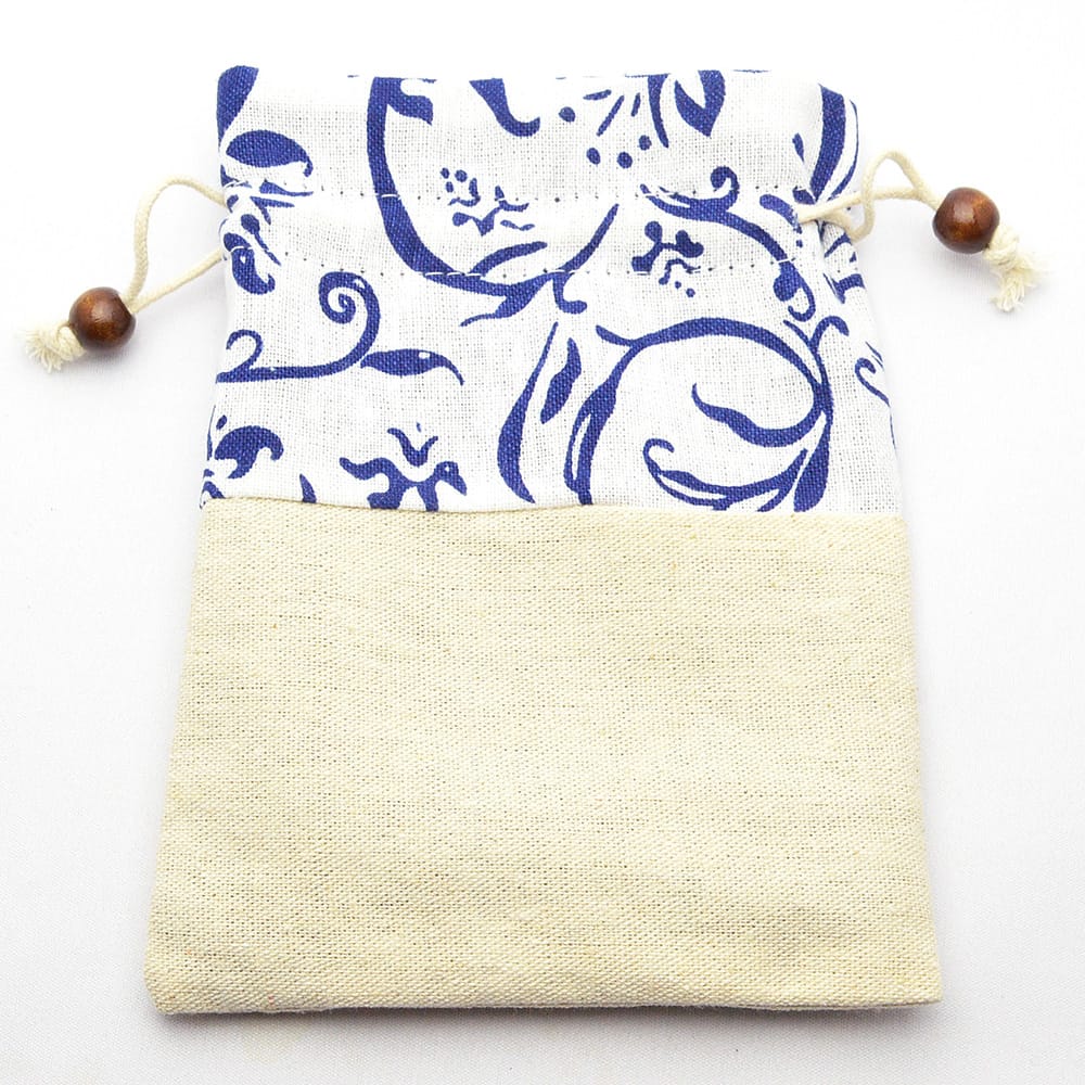 杯袋（半白紺花）茶杯収納用の巾着布袋