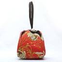 束口布包(鯉魚深紅) 小茶杯の収納用布袋