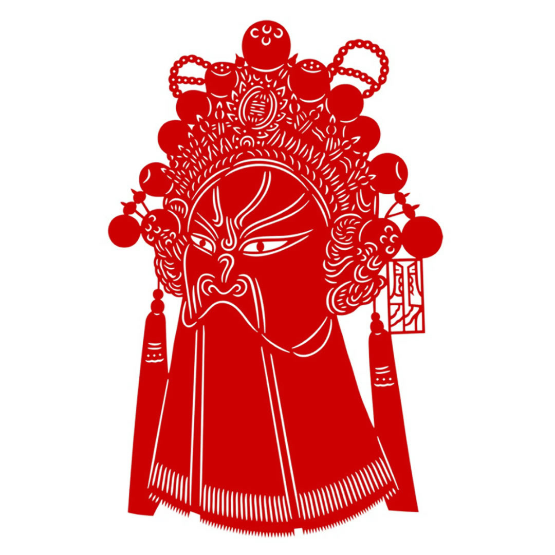 剪紙 関羽 幅138×高215mm 中国剪紙