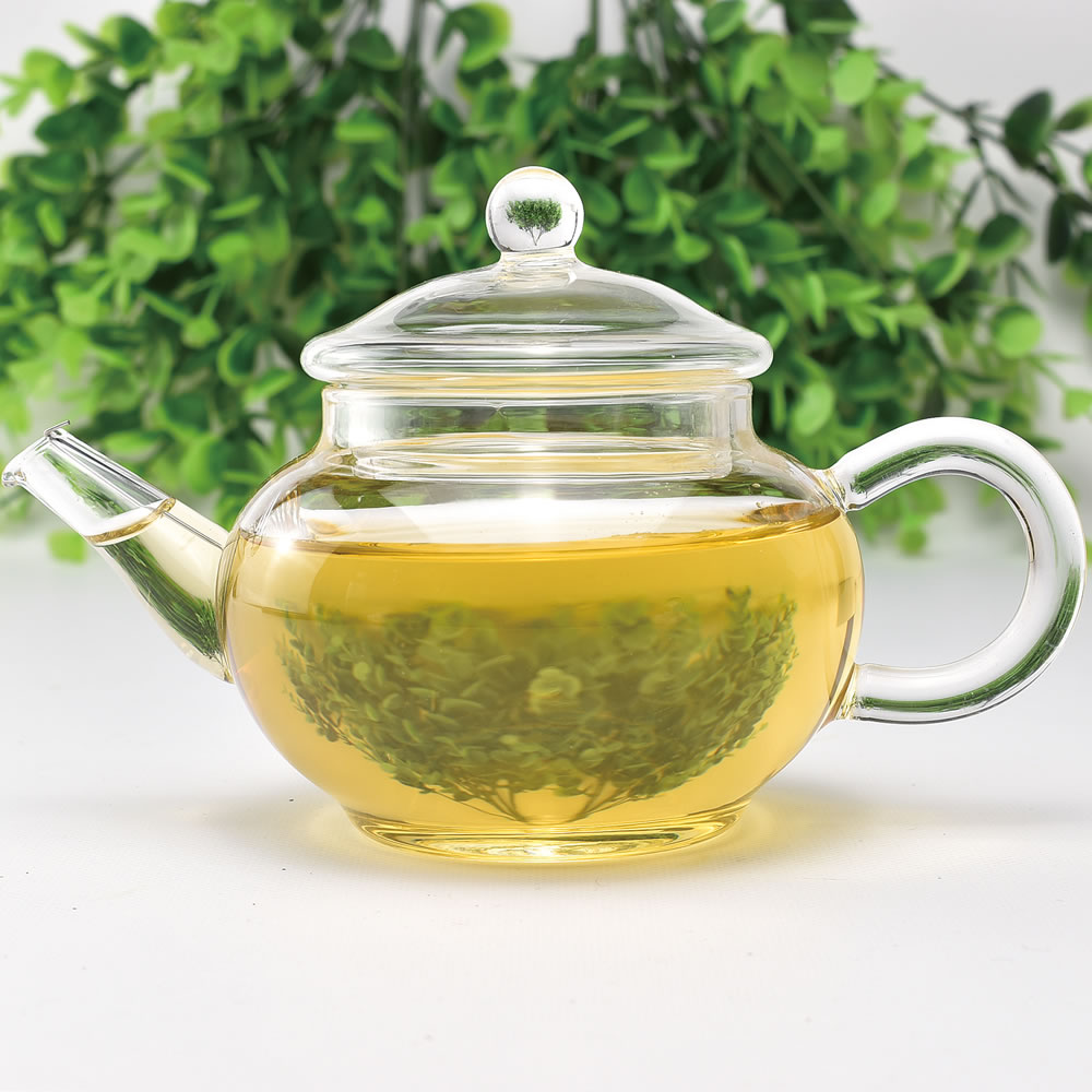 中国茶器・玻璃水平壺 200ml（耐熱ガラスのティーポット／茶壺／急須）