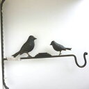 鳥がとまった壁付用ハンギングスタンド（メタル製品・鳥の雑貨）