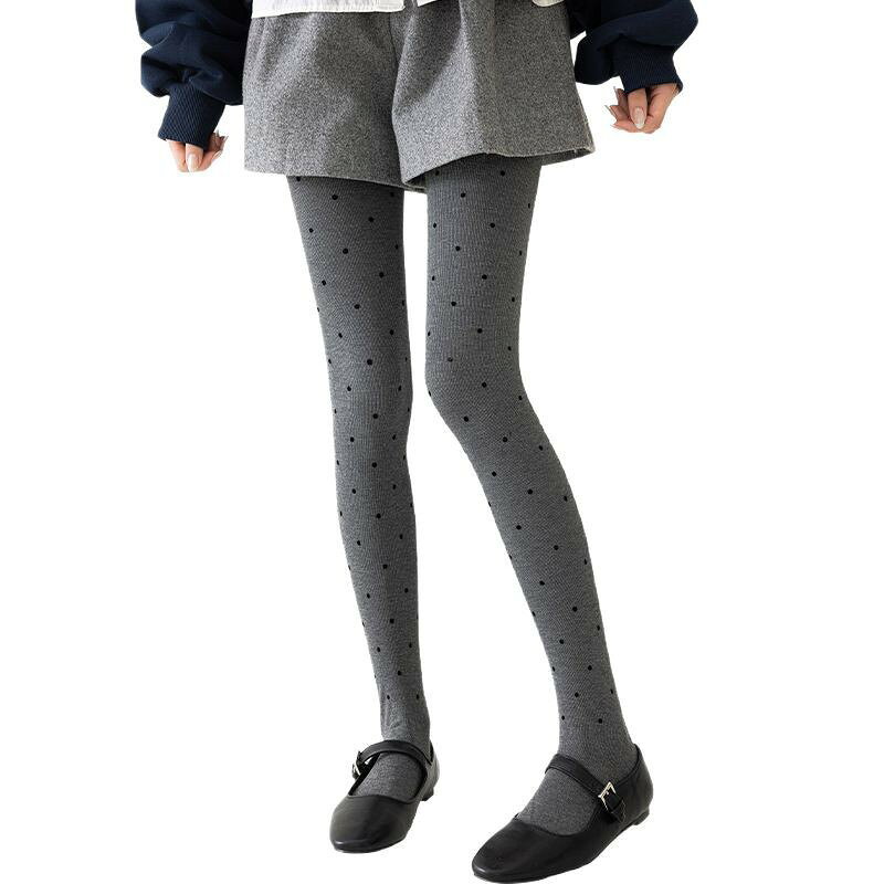 裏起毛タイツ パンツ レギンスパンツ インナー ストッキング リブ 水玉模様タイツ ...