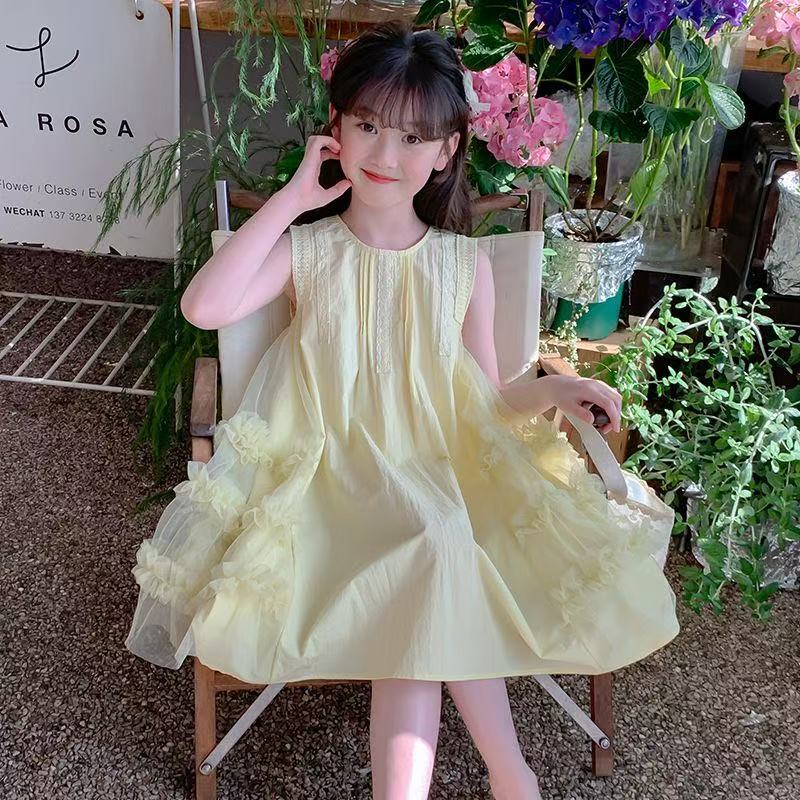 Rakuten - ワンピース 女児ワンピース 夏新作 おしゃれ チュールスカート 小学生向け プリンセスワンピース 子供 子供用 可愛い 入学式 結婚式 卒業式 キッズ 夏服
