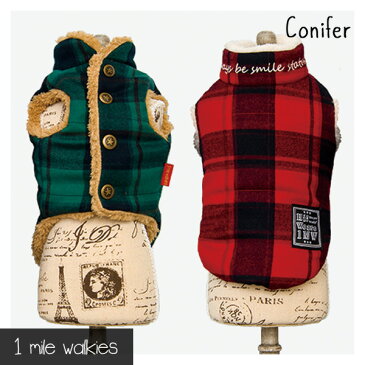 ワンマイルウォーキーズ 1 mile walkies コニファー Conifer Check & Fur Vest【犬服 小型犬 ウエア アウター コート ジャケット カジュアル】