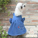 エドウイン EDWIN デニムライクフリルスリーブワンピ【小型犬 犬服 ウエア シャツワンピース カジュアル】