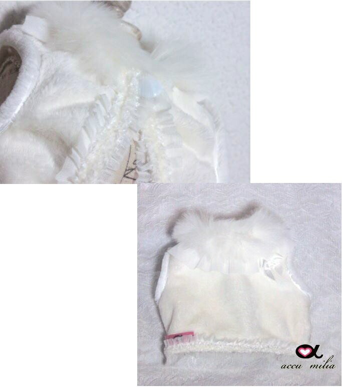 アキュミリアaccumiliaフェイクファーパフベスト(L)【犬服小型犬ウエアアウターコートジャケットセレブ】
