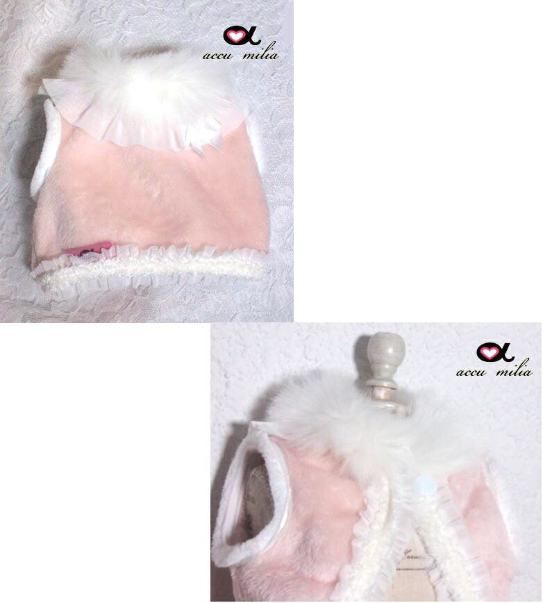 アキュミリアaccumiliaフェイクファーパフベスト(L)【犬服小型犬ウエアアウターコートジャケットセレブ】