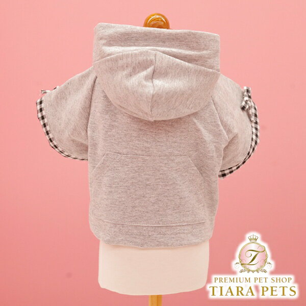 スパークリングドッグ Sparkling DOG ★予約商品★ B&W BOW WICHY CROP HOODIE -GREY-【小型犬 犬服 アウター フーディー セレブ】