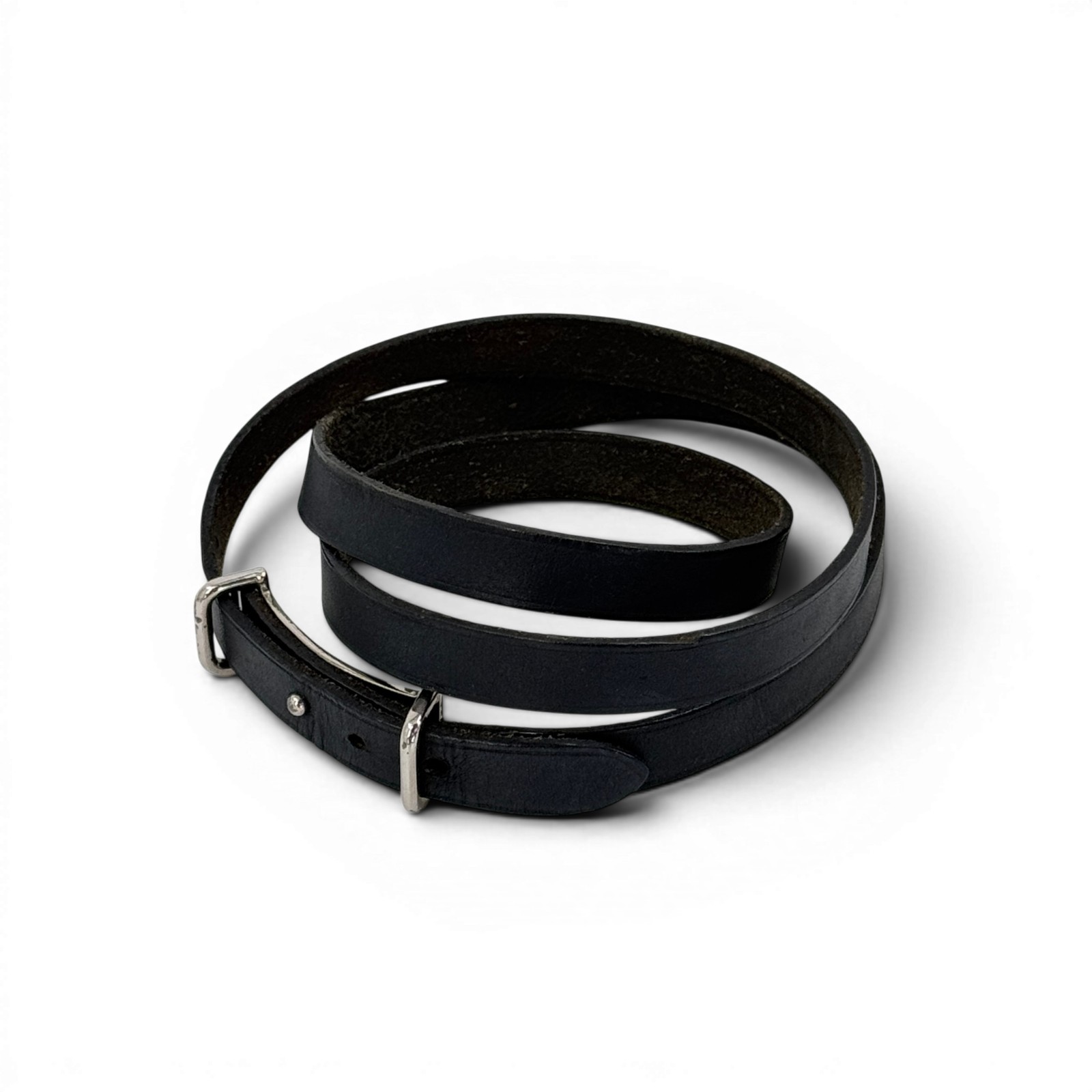 【中古】HERMES アピ レザー シルバー ブレスレット