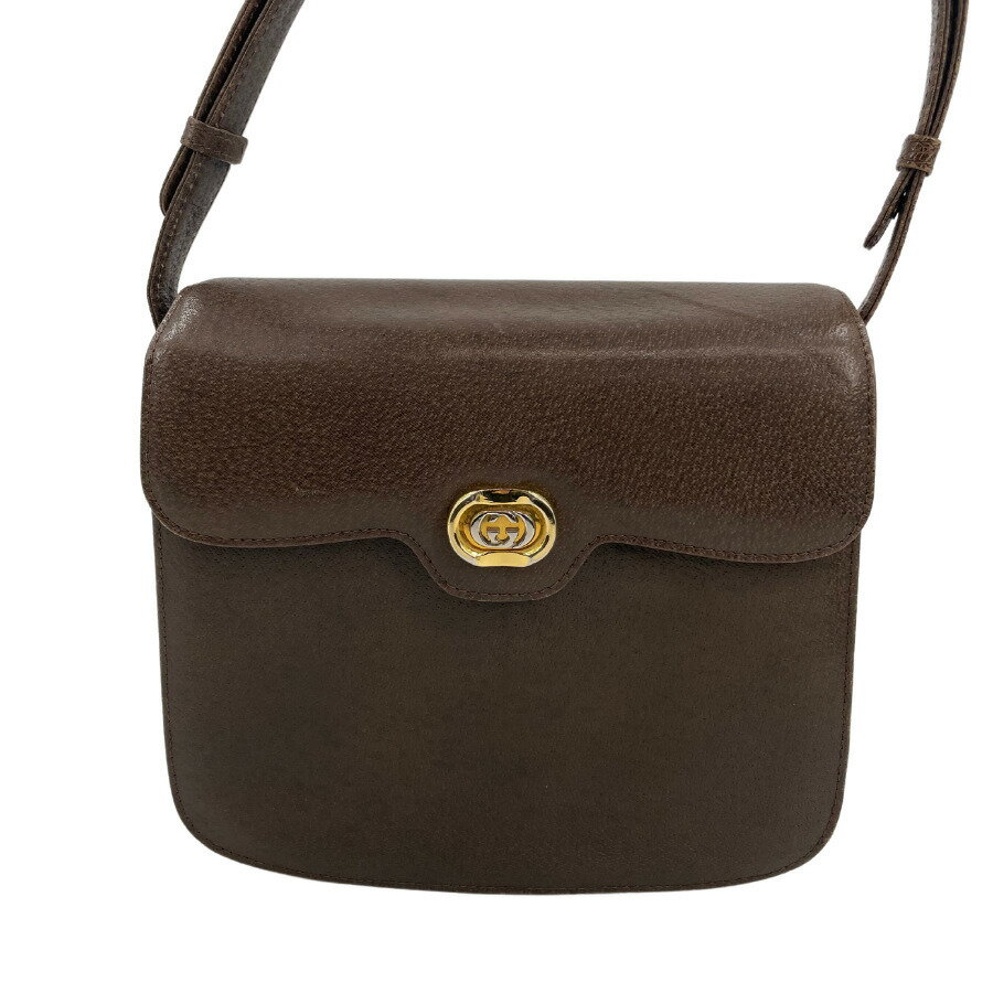 Rakuten - 【中古】GUCCI グッチ レザー ショルダーバッグ 斜め掛け ブラウン レディース
