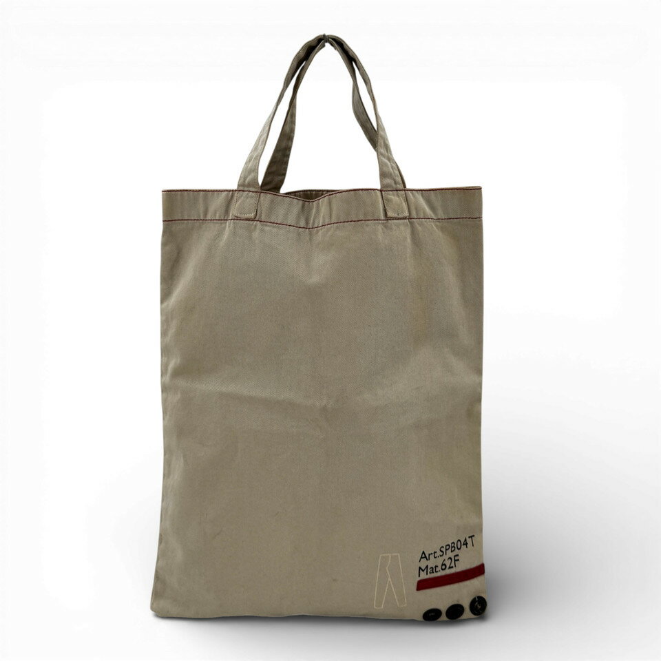 【中古】PRADA スポーツ ホワイト コットン トートバッグ
