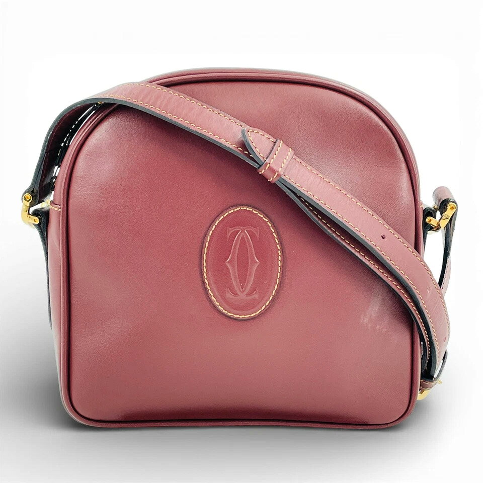 【中古】CARTIER マストライン ボルドー ショルダーバッグ