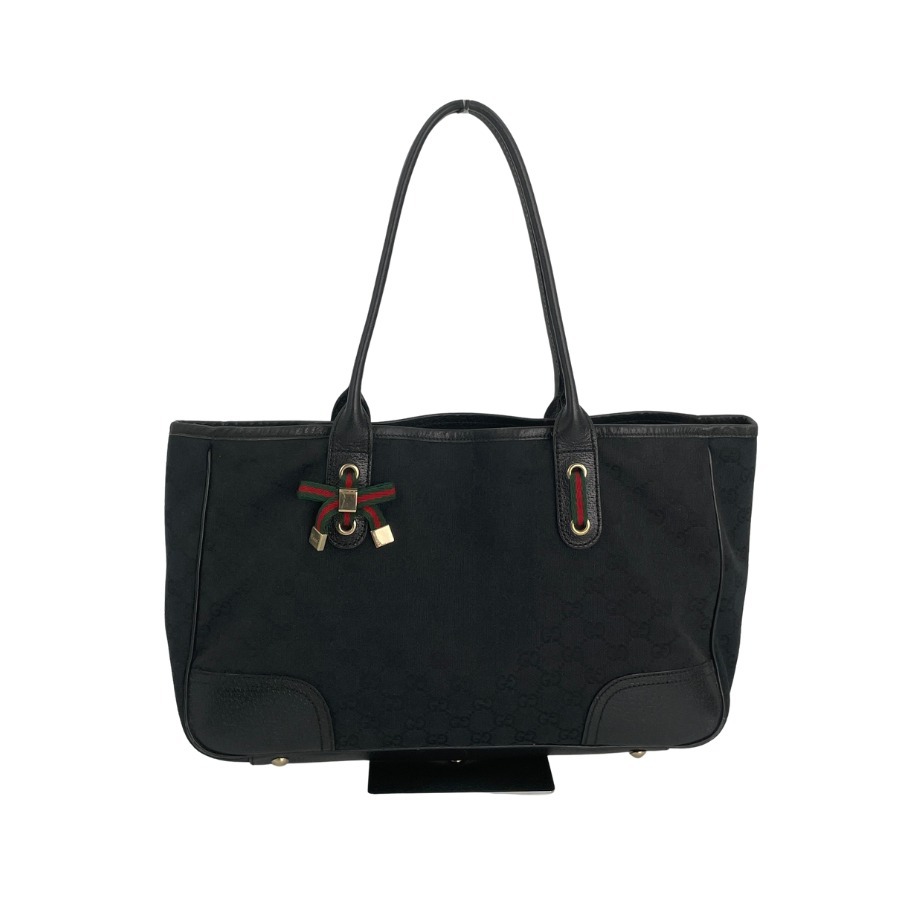 GUCCI - 【中古】GUCCI グッチ GGキャンバス ブラック ハンドバッグ