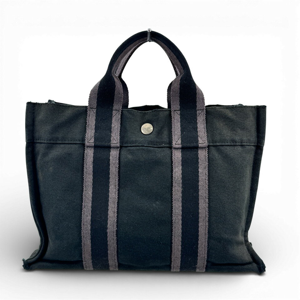 乐天商城 - 【中古】HERMES ブラック キャンバス ニューフールトゥPM ハンドバッグ